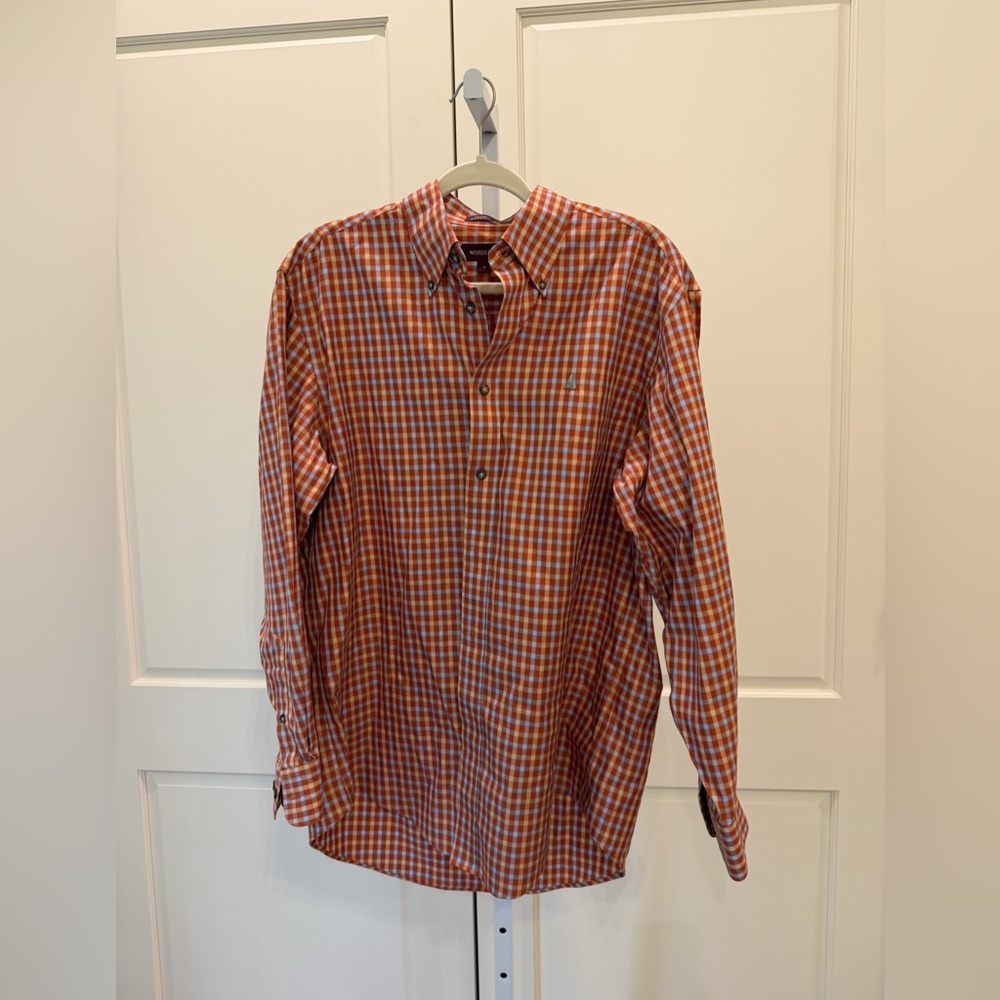 Nordstrom brand plaid spread collar button-down shirt medium